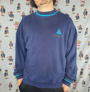 Vintage Le Coq Sportif gesticktes Logo marineblau/türkis Sweatshirt mit Rundhalsausschnitt Large - Bild 1 von 6