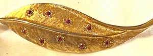 BSK Brosche Anstecknadel Blattgold rot/rosa Strass wunderschön 3" 002-057 - Bild 1 von 11