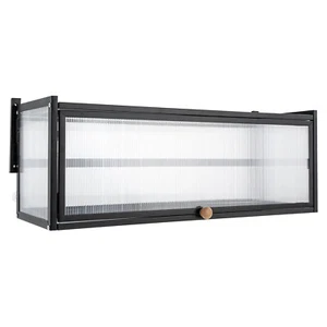 Wall-Mounted Cabinet Flip-Up Door Kitchen Wall Cabinet Translucent Strip Cabinet - Picture 1 of 19