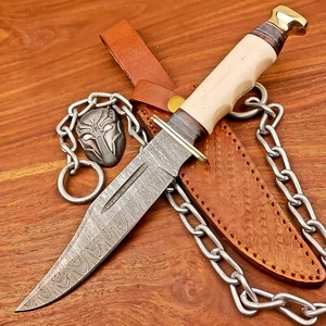 CUSTOM Handmade DAMASCUS STEEL KNIFE Hunting Knife Bowie KNIFE W/SHEATH IS-3506 - Picture 1 of 9