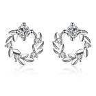 925 Sterling Silver Cute Leaf Ring Cz Crystal Stud Earrings Women Girl Gift Uk