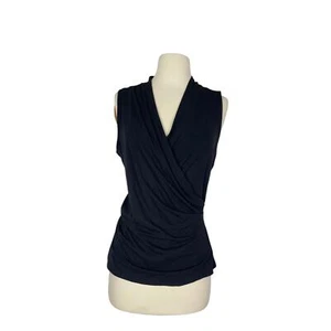 Ann Taylor faux wrap black sleeveless top draped S - Bild 1 von 5