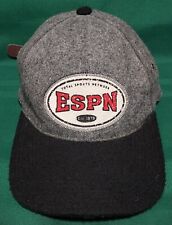 ESPN Total Sports Network Cap/Hat~Gray & Black~Wool Blend~Leather Strap Closure