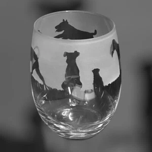 WELSH TERRIER Frieze 36cl Crystal Stemless Wine / Water Glass - Picture 1 of 4