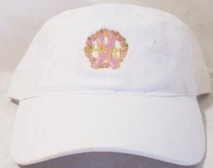 Breast Cancer Awareness Pink Ribbon Embroidered Baseball Cap White Hat Adjust - Picture 1 of 2