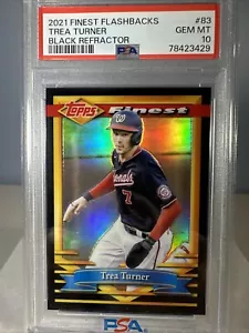 2021 Finest Flashbacks Trea Turner PSA 10 Black Refractor /25 POP 2 - Picture 1 of 3