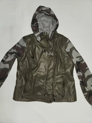 jou jou chaqueta mujer talla pequeña imitación cuero camuflaje capucha suave forrado Foto 1 de 4