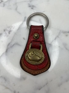 Vintage Dooney & Bourke All Weather Leather Red Solid brass Key Ring Key chain - Picture 1 of 3