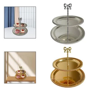 Cupcake Stand Tiered Serving Tray 2 Tier Centerpiece Display Plate Fruit Snack - Picture 1 of 13