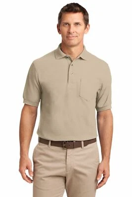 Port Authority Silk Touch Mens Wrinkle Resist Pocket Golf Polo Shirt K500P - Image 1 of 3