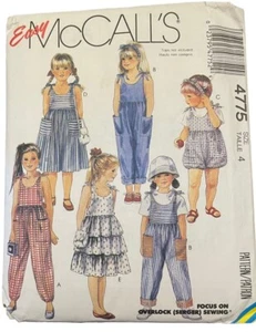Easy McCall's Pattern 4775 Size 4 Girls Sundress Jumpsuit Romper Vintage UNCUT - Picture 1 of 3