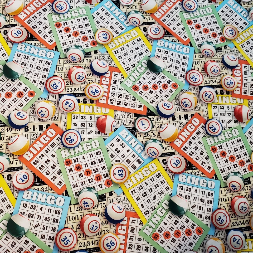 Bingo Fabric 100% Cotton Games FQ HY BTY Fat Quarter By the Yard - Image 1 of 3