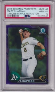 2016 Bowman Prospects #147 MATT CHAPMAN PSA 10 GEM MT Purple /250 RC *LOW POP* - Picture 1 of 4