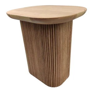 Oak Side Table LA REDOUTE Reeded Fluted Coffee Table RRP £297 - DAMAGED - Picture 1 of 8