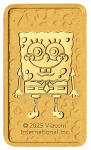 2025 SPONGEBOB SQUAREPANTS – 1g .9999 Gold Perth Mint Minted Bar - Picture 1 of 7