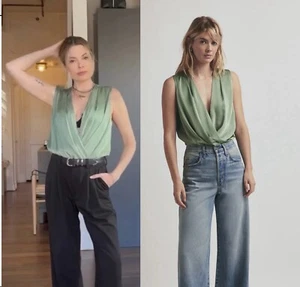 Favorite Daughter Date Sleeveless Bodysuit Size XS Basil MSRP $188 - Picture 1 of 10