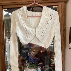American Eagle ivory cream womens cardigan sweater with hood sz Medium