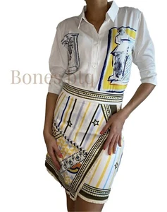 Women's Two Piece Outfits 3/4 Sleeve button Top Skirt Set medium - Picture 1 of 5
