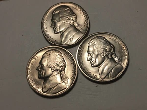 1938 P-D-S Jefferson Nickels Ch BU+ SUPERB!!! Nice Set of 3 !!! BEAUTIFUL!! #265 - Picture 1 of 2