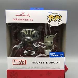 HALLMARK Ornaments 2023 FUNKO POP! ROCKET GROOT ORNAMENT SET MARVEL - Picture 1 of 6