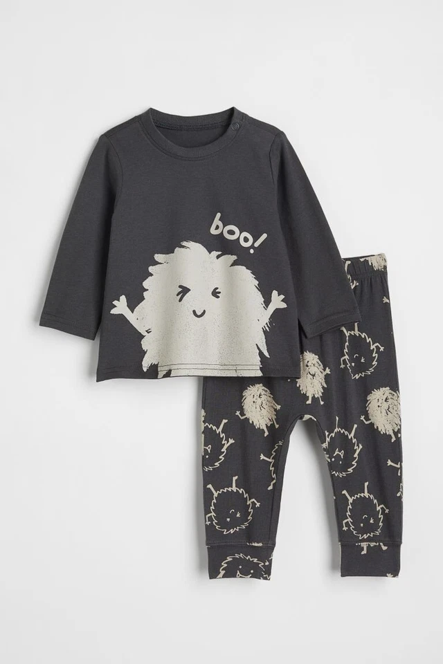 H&M NIÑOS 12M GRIS JERSEY MANGA LARGA CAMISETA PANTALÓN CONJUNTO BOO MONSTERS Foto 1 de 4