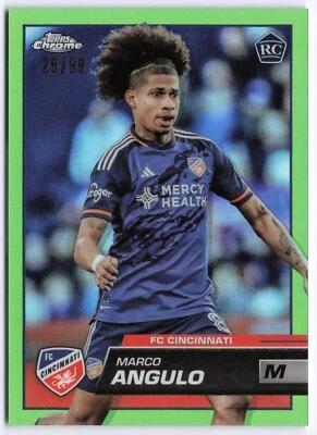 2023 Topps Chrome MLS Marco Angulo #26 Green Refractor /99 RC - Image 1 of 2