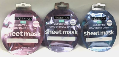 12 Freeman Sheet Masks – Brightening Candy Cane Cocoa Face Mask Bulk Stocking - Image 1 of 4