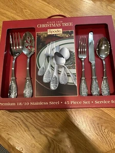 spode christmas tree flatware, never used, unopened, 45 piece set, collectable - Picture 1 of 4