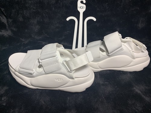 NUOVO!!! SANDALI DA DONNA UGG LA STREET BIANCO BRILLANTE CINTURINO IN TESSUTO taglia US 8