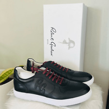 ROBERT GRAHAM Barrelman Leather Sneaker, Designer Black/Red Laces Size 11.5, NWT