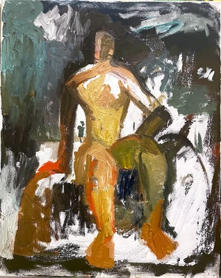 Male Man Figure Expressionism 16x20 Original Signed Oil Painting On Canvas - Image 1 of 2