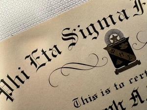 vintage 1948 Phi Eta Sigma Fraternity Penn State College Initiation Certificate - Picture 1 of 4