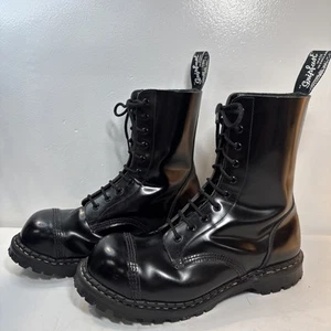 Gripfast Men's Black Leather 10 Hole Steel Toe Combat Derby Boot Sz 9 England - Picture 1 of 7