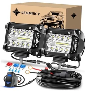 LED Pod Lights, 4 Inch Light Bar Kit with 4 Pod Lights Kit with Rocker Switch - Picture 1 of 7