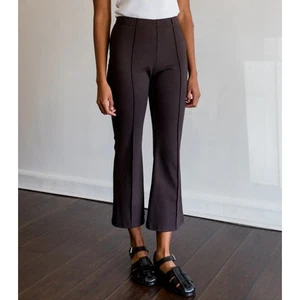 Clare V. Chocolate Brown Ponte Le Flare Women's Trouser Pants, Size Large - Picture 1 of 8