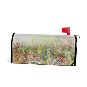 Spring Summer Flowers Magnetic Mailbox Cover Standard Size for Garden Yard - Picture 1 of 7