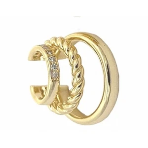 Ear Cuff Earrings 925 Sterling Silver 18 K gold plated / Cubic Zirconia - Picture 1 of 4