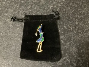 Preloved Vintage Enamel Lady Golfer Gold Plated Brooch Pin Sporting, Golf - Picture 1 of 4