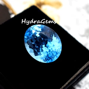 17Ct Blue Aquamarine Gemstone Oval Cut Certified Natural Santa Maria Aquamarine - Picture 1 of 10