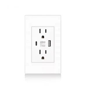 US Standard Wall Socket with USB Type-C Charging Port 5V 2.1A - Picture 1 of 3