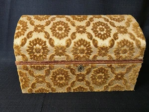 Vintage/Antik Stoff Leder Schmuck Kuppel Truhe Truhe Box - Bild 1 von 20