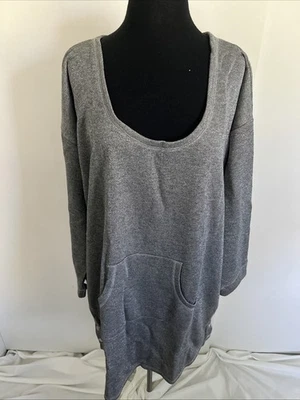 Moletom feminino Roaman's cinza prata metálico Snap Sides tamanho L 18/20 novo - Imagem 1 de 4