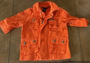 Vintage Kids Polo Ralph Lauren Full Zip Cotton Jacket Size 9 Months 9M Orange - Picture 1 of 4