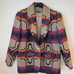 Vintage Pendleton Jacket Womens Brown Knockabouts Wool Blazer Aztec USA M - Picture 1 of 4