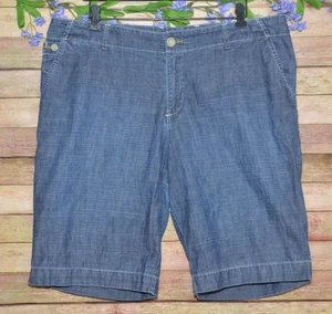 GAP Blue Chambray Cotton Bermuda Shorts Classic Preppy Size 16 10" Inseam Casual - Picture 1 of 7
