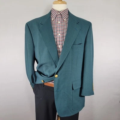Abrigo Blazer Deportivo De Colección Palm Beach Para Hombre Dos Botones Verde Esmeralda Talla aproximadamente 46S Foto 1 de 4