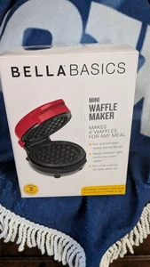 BellaBasics RED  Mini Personal Electric Waffle Maker 4" Size China New in box - Picture 1 of 1