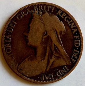 British Large Penny Coin 1897 Great Britain UK Queen Victoria - Picture 1 of 2