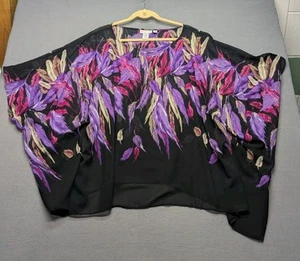 Susan Graver Womens 2XL Kimono Blouse Sheer Poncho Style Black Purple Gray Pink - Picture 1 of 3