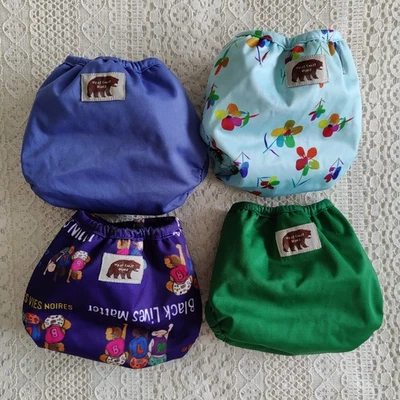 Diaper Covers Newborn by West Coast Dipes, Double-Gusset, Fit 6-12 LBS Set of 4 - Image 1 of 4